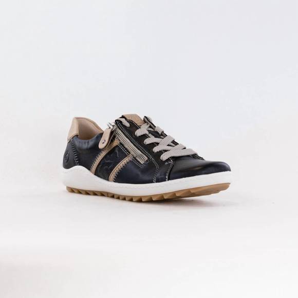 NEW RIEKER women's liv sneaker in black leather combi - Picture 1 of 6